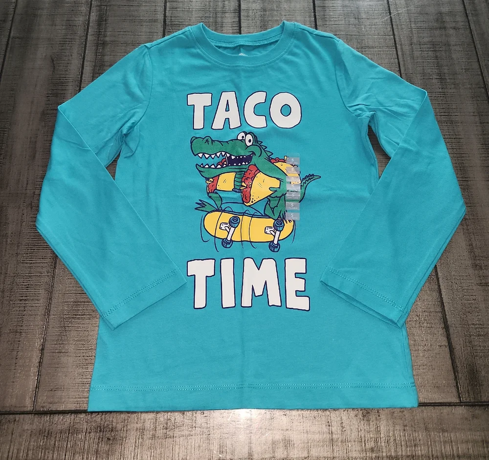 NWT Oshkosh B'Gosh Aqua Long Sleeve Shirt with Fun Graphic